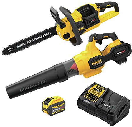 DEWALT Flexvolt 60 V MAX* Gebläse & Kettensägen-Kombi-Set, bürstenlos, 3-Ah-Akku (DCBL772X1 & DCCS670B)