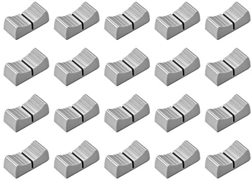 20Pcs 24mmx11mmx10mm Console Mixer Fader Knobs Replacement for Potentiometer Gray Knob Black