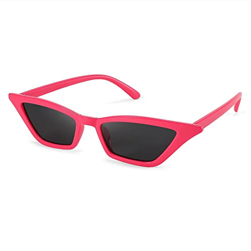 FEISEDY Occhiali da sole piccoli occhi di gatto da donna vintage Square Cat Eye Occhiali con protezione UV400 B2291, Rosa intenso, Taglia unica