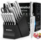 MOSFiATA Messerblock Set 17pcs, Küchenmesser Set Scharf Edelstahl und Schere, Profi Kochmesser Set, mit Fingerschutz und Geschenkboxen
