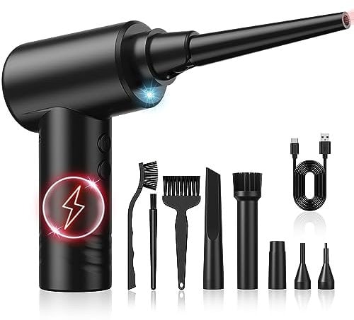Bürstenloser Motor 150000RPM, Staubgebläse Elektrische Druckluftspray, 3-Gang Tastatur Reinigung Luftspray mit 7500mAh Akku für PC Reinigungsset, Laptop, Auto, sofa,Bürogeräte