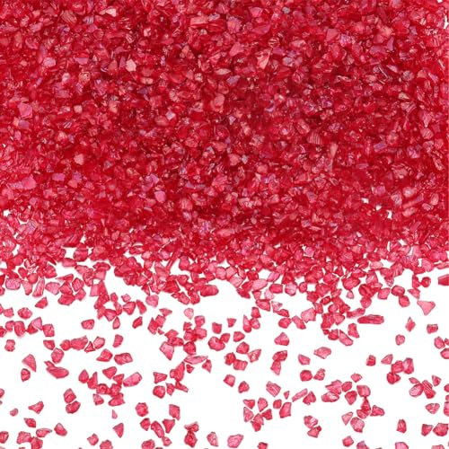 SUNNYCLUE 1 boîte de 200 g de Verre Concassé en Vrac, Petits Flocons Épais, Paillettes Rouges Irrégulières, Pièces de Miroir en Cristal pour Nail Art, Résine, Artisanat, Remplissage de Vase, Fabricati