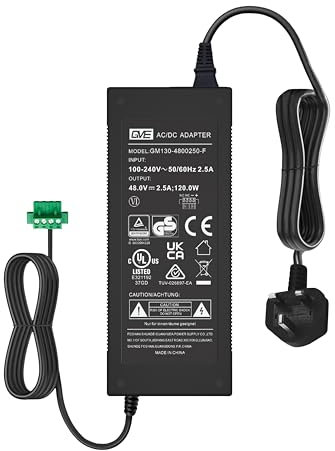 LINOVISION DC 48V 2.5A Power Adapter, AC 100-240V to DC 48V 2.5A 120W Power Supply Adapter for PoE Switches and PoE NVRs