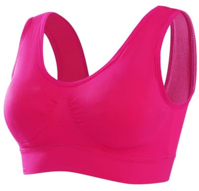 Memoryee Sport BH Damen Große Brüste Starker Halt Push Up Ohne Bügel 1er Pack Set Gepolstert Joggen Yoga Laufen Reiten Bra Crop Top Rosenrot 5XL