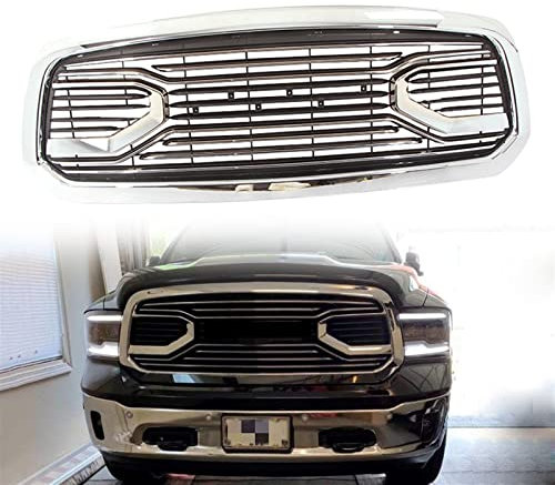 BEFZIMYL Pickup Truck Auto Mitte Frontstoßstange Grillhaube Oberer Grill Shell Chrome ABS Racing Mesh Grille Für Dodd Für Ram 1500 2014-2018