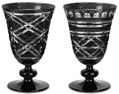 Baci Milano Set 6 calici vino in vetro collezione Optical nero fumé ø 8,2 x h 13 cm