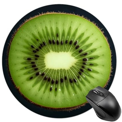 Kiwi Slice Rundes Mauspad, rutschfeste Gummiunterseite, Gaming-Mäusepad, kabellose Maus, Schreibtischzubehör für Zuhause, Büro, Computer, Laptop