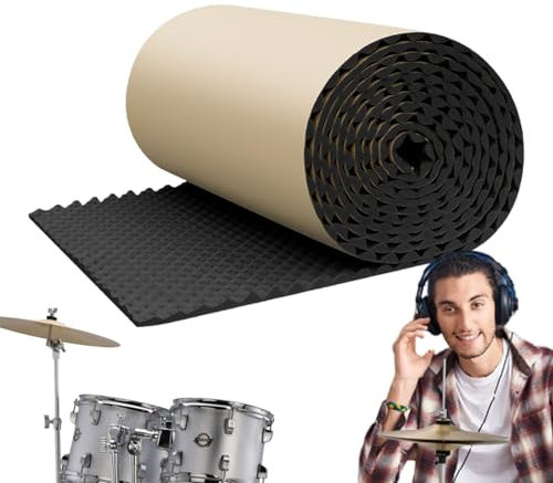 Eoixuqba Pannelli adesivi fonoassorbenti in schiuma fonoassorbenti, 100 x 50 x 1 cm, per isolamento acustico, per studio di registrazione e casa