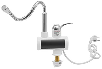 CHIMHOON 3000W LED Elektrisch Durchlauferhitzer Wasserhahn, Bad Küche Sofort Warm Armatur, Badarmatur, Küchenarmatur, Einhebelmischer Wasserentnahmevorrichtung, Wasserleitungshahn (Weiß)