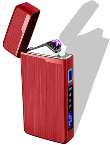 Christmas Stocking Fillers Gift for Men Him Camping Accessories Rechargeable Lighter USB Electric Lighter Windproof Dual Arc (Red)