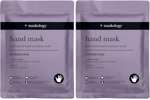 MASKOLOGY HAND MASK Hydrating Hand Treatment 1 Pair | Anti Ageing | Apple Extract |Nourishing Argan Oil & Shea Butter | Moisturising Gloves | 100% Plant Based (Pack of 2)