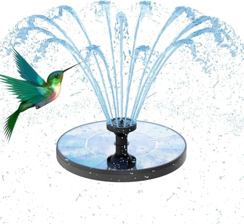 AMZtime Solar Fountain Novel Solar Water Fountain with 6 Nozzles Solar Powered Water Fountain Pump