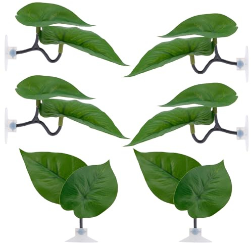 Goktvai 6pz Foglie Decorative Acquario a Doppio Strato Pesci Betta, Foglie Grandi e Piccole per la Decorazione Dell'Acquario con Ventose e Rami Piante da Acquario Adatte ai Pesci Betta