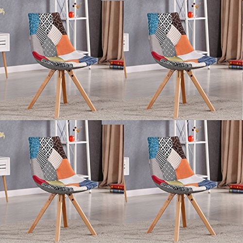 Designetsamaison Lot de 4 chaises scandinaves Patchwork - Minsk