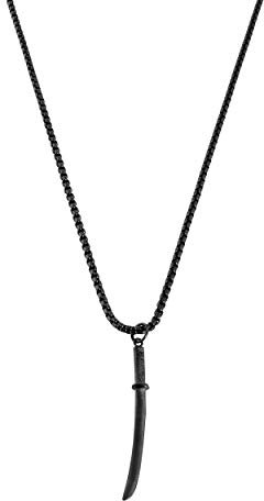 Akitsune Gladius Collar | Colgante con cadena de 90 cm | Mujeres Hombres Katana Japonesa Espada Glaive Sable Acero Inoxidable - Plata Negro Mate Oro, sin piedra