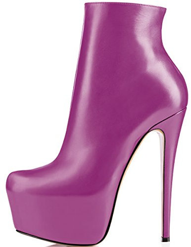 elashe- Stivaletti Donna con Tacco - 15CM Scarpe col Tacco con Plateau - Classiche Stivaletti Donna Inverno Viola EU43