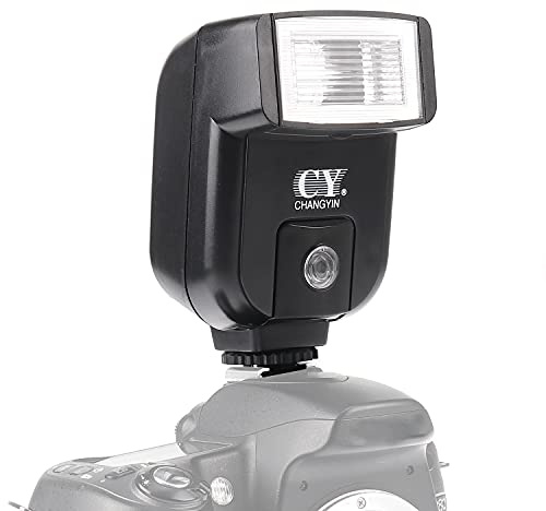 FocusFoto YINYAN CY-20 Universal Hot Shoe On-Camera Flash Speedlite Electronic Speedlight with Sync Port for Nikon Canon Panasonic Olympus Pentax Alpha Digital DSLR Camera Flash Light