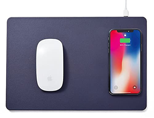 POUT H3 Tragbares Qi-Mauspad für Laptops mit iPhone, Airpod, Samsung Galaxy, Mitternachtsblau