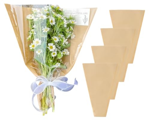 Flower Bouquet Sleeve Clear Cellophane Plastic Packaging Bags-50 Counts