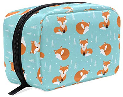 Trousse de toilette Fender en forme de renard avec arbre de Noël - Trousse de maquillage - Vert - Pour femme et fille - Pour l'extérieur