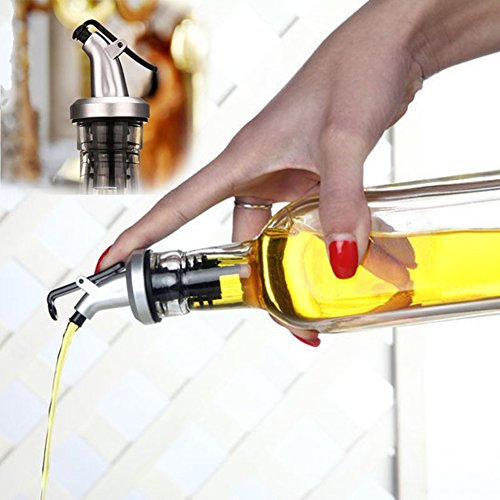 Gemini_mall Liquor Pourer Dispenser Oil Drizzler Sprayer Bottle with Dust Cap Pourers Plastic Nozzle Spirits Wine Cap Tapered Spout for Bar and Kitchen Use Open & Close Cap Flip Top Stopper