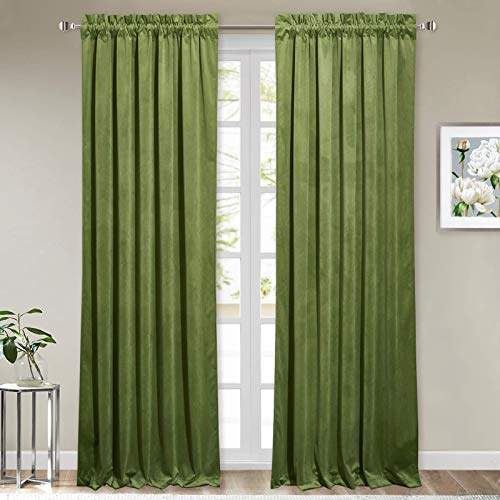 StangH Velvet Curtains 84 inches Long - Home Decor Grass Green Curtains Drapes for Living Room, Blackout Thermal Insulated Window Treatment for Dining Room Holiday Backdrop, W52 x L84, 2 Panels | 300GSM Rich Velvet, Holiday Christmas Decor, Thermal Insulated, Privacy Protect, Noise Absorb, Living Room