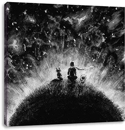 Pixxprint Ölgemälde Der kleine Prinz, Monochrome, Größe: 60x60 cm, Leinwandbild Quadratisch, Wandbild, Kunstdruck, fertig bespannt