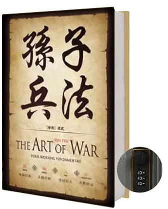 Chinoiserie Diversion Book Safe Storage Box (Size 8.7×6×2) With Security Combination Lock, Chinese style Ornaments Secret Hidden Safe (The Art of War - Combination Lock)