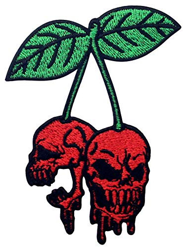 The Bleeding Skull Cherry Patch Embroidered Applique Badge Iron On Sew On Emblem