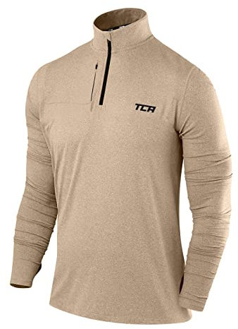 TCA Fusion Gym Tops for Men Training Sports Long Sleeve Running Top Men Gym Clothes - Sandstorm, XXL