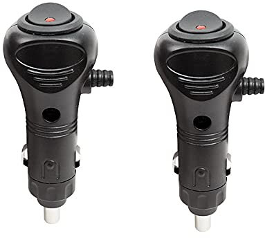 Digit.Tail Zigarettenanzünder, Universal-Stecker, 12 V, mit Schalter und Sicherung für 20 mm Stecker, 12 V-24 V, Kabel bis 2 x 2,5 mm², für Camping, Auto, Boot, Motorrad (2 Stück)