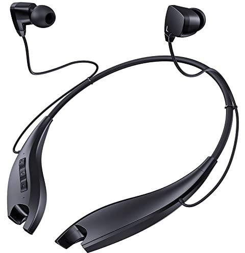 YOSDOM Neckband Bluetooth Headphones, Around The Neck Headphones 24H+ Playtime, Bluetooth Headsets with Call Vibration, Shark Jaw Design Wireless Earbuds+Noise Isolation/Built-in Mic/IPX7 Waterproof