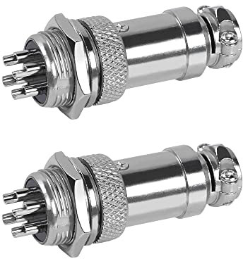 YACSEJAO GX16 Prise de Courant Aviation 4 Broches 16mm GX16-4 mâle Femelle Panneau connecteur de Fil d'aviation en métal - Ensemble de 2 pièces