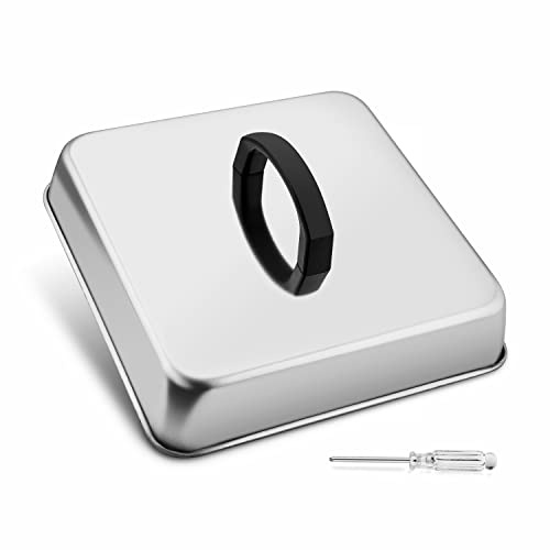 Leonyo 9.3 Inch Square Cheese Melting Dome, Heavy Duty Square Steaming Basting Cover Lid, Stainless Steel Griddle Grill Dome for Outdoor & Indoor Flat Top BBQ Grilling Kitchen Cooking Buffet Keep Warm