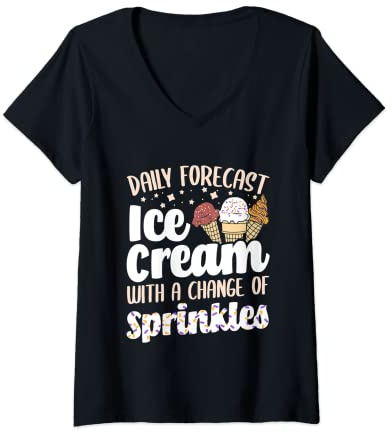 Womens Ice Cream With A Chance Of Sprinkles V-Neck T-Shirt