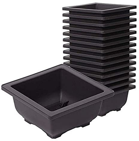 SMELEYOU Pot d'entraînement Bonsai, Pot de Plante en Plastique, Planière de pépinière en Pleine Croissance de Fleur carrée 15pcs