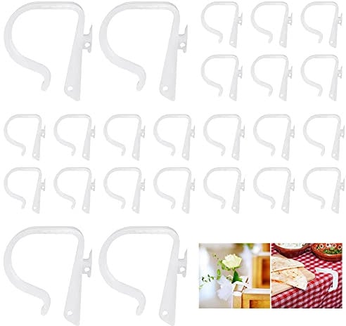 24Pcs Church Pew Clips for Wedding Decorations,TopRui Heavy Duty Plastic Hooks Tablecloth Clips Chair Table Clips for Wedding Ceremony Church Aisle Railing Decorations