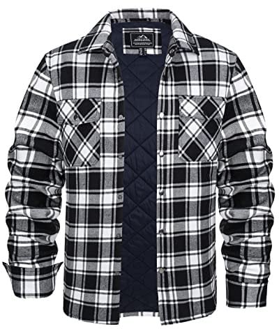 KEFITEVD Hemdjacke Herren Karo Jacke Freizeit Flanell Hemd Casual Kariert Baumwolljacke Warm Übergangsjacke Langarm Check Shirt Arbeitshemd mit Brusttaschen Schwarz L