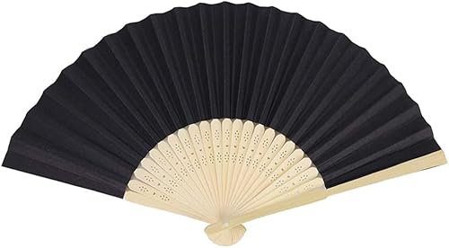 Yukiyi Dunkelgrüne Handfächer für Damen klappbar Frauen, faltbare Handfächer, Stoff-Faltfächer, DIY, handgefertigte Fächer zum Tanzen, Foto-Requisiten, Wanddekoration, Hochzeitszubehör (Schwarz)