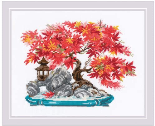 Riolis Kreuzstich Set Herbst Bonsai, Zählmuster, 30x24cm