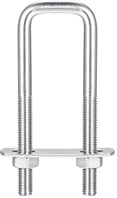 sourcing map Square U-Bolts, 2 Sets 27mm(1.06) Inner Width 100mm Length M8 304 Stainless Steel U Clamp Bolt with Nuts and Plates, for Boat Trailer