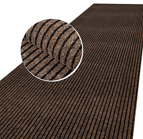 ANRO Schmutzfangmatte Mischa Teppich Läufer Meterware rutschfest & zuschneidbar | Indoor Outdoor Fußmatte Flur Gewerbe Büro Gastronomie Keller Mischa Braun 140x100cm