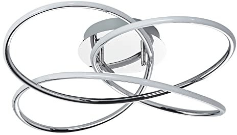 KHG LED-Deckenleuchte, 4-flammig, aus Metall in Chrom/Silber, Farbtemperatur 3.000 K, 2.100 lm Lichtleistung, 35 W Gesamtleistung, ideal für Wohnzimmer, Schlafzimmer, Küche und Büro