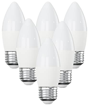 E27 Edison Screw Fitting LED Light Bulb 5.5W 40 Watt Equivalent, Energy Saving, Candle Light Bulbs, Warm White 2700K, Long-Lasting, Bright Led Bulbs, 470 Lumen, Non-Dimmable, Pack of 6
