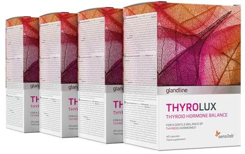 Schilddrüse – Jod Tabletten – LTyrosin, Jod, Zink, Selen, Magnesium, Königsbasilikum, Schisandra, Mangan – Nährstoffe und Mineralien pflanzlichen Ursprungs – 240 Kapseln – Thyrolux von Sensilab