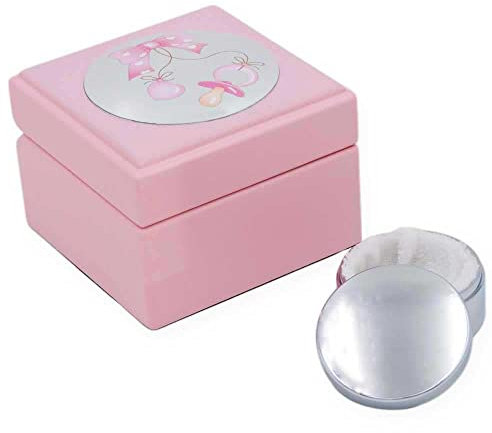 Scatola Porta Dentini da Latte Personalizzabile con il nome del Bambino con Box Rosa con inserto in Argento PVD decoro Fiocco con Ciucciotto - Regalo Nascita o Battesimo