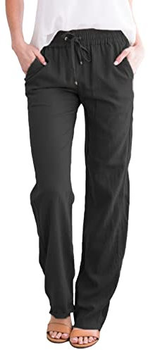Damen Sommerhose Leicht Freizeithose Frauen Straight Weite Beine Hose Lange Loose Beach Pants Mädchen Casual Strandhose Loose Fit Hosen Lässige Stoffhose Jogginghose Yogahose