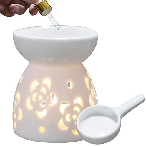 Pacienjo Cire à Fondre pour Bougie Chauffe-Plat - Brûleur diffuseur d'arômes d'aromathérapie, Céramique Blanc avec Bougie