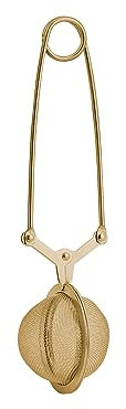 HIC Kitchen Gold Mesh Snap Tea Ball Infuser, Gold-Toned Titanium-Coated Stainless Steel, For Loose Tea or Mulling Spices