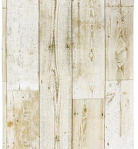 Yangfix Yellow and Brown Wood Panel Look Self Adhesive Wallpaper Rustic Style Peel and Stick Contact Paper Removable Planks Sticky Back Plastic Rolls for Kitchen Door Easy to Clean 44.5x500cm